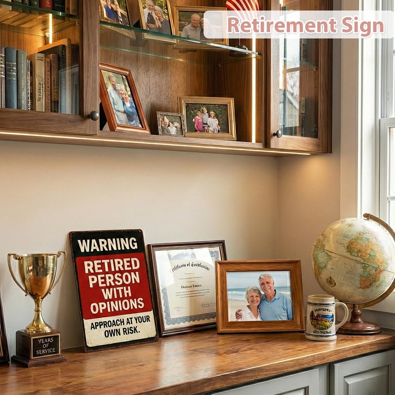 MAMAGIFTREE Funny Retirement Warning Sign Christmas Gifts for Retirees, 8x12 Inch Retirement Party Decorations, Man Cave Decor, Funny Retirement Gifts for Woman Men Dad Coworker, Vintage Tin Signs - Image 5