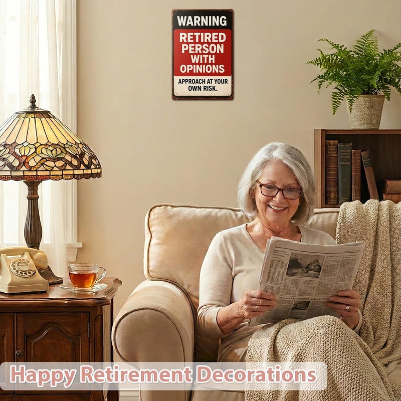 MAMAGIFTREE Funny Retirement Warning Sign Christmas Gifts for Retirees, 8x12 Inch Retirement Party Decorations, Man Cave Decor, Funny Retirement Gifts for Woman Men Dad Coworker, Vintage Tin Signs - Image 2