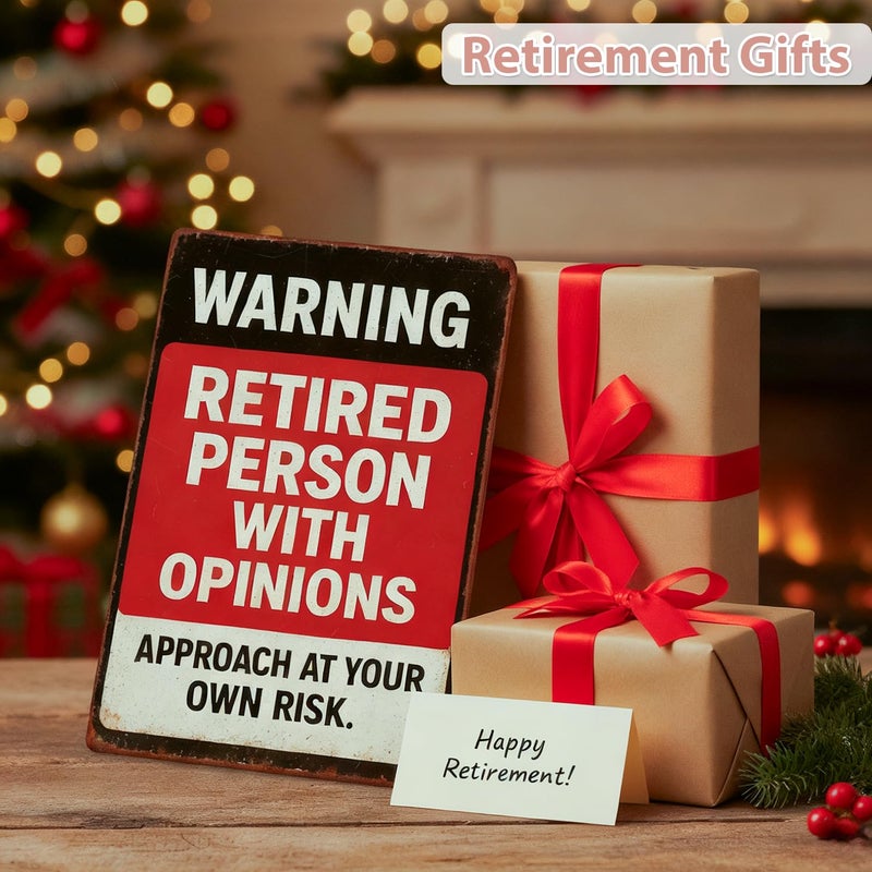MAMAGIFTREE Funny Retirement Warning Sign Christmas Gifts for Retirees, 8x12 Inch Retirement Party Decorations, Man Cave Decor, Funny Retirement Gifts for Woman Men Dad Coworker, Vintage Tin Signs - Image 3