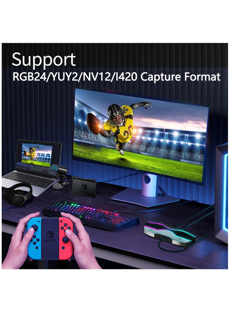 Excefore - Capture Card, 4K HDMI Video Capture Card for Streaming, USB3.0 Low Latency, Full HD 4K 60/1080P 240FPS for Streaming/Gaming Recording, Works with Mac/PS5/PS4/Xbox/OBS/Nintendo Switch, Silver - Image 1