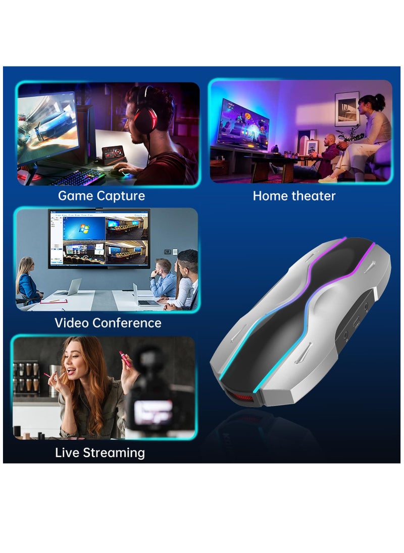 Excefore - Capture Card, 4K HDMI Video Capture Card for Streaming, USB3.0 Low Latency, Full HD 4K 60/1080P 240FPS for Streaming/Gaming Recording, Works with Mac/PS5/PS4/Xbox/OBS/Nintendo Switch, Silver - Image 1