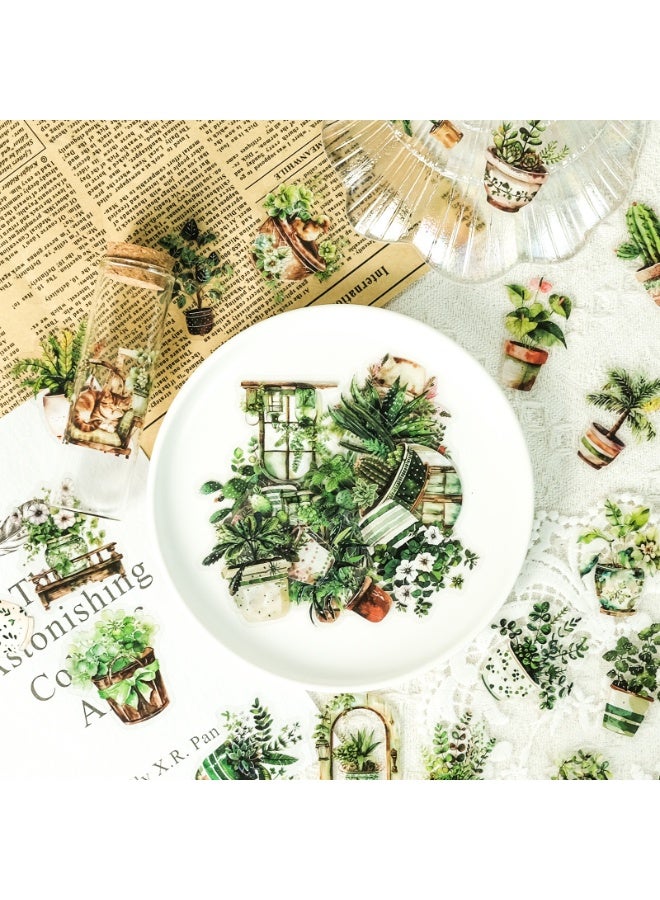 NIBEMINENT 50 Pcs Green Plants Deco Kit Waterproof Stickers, High Definition Printing Bright Colors, Suitable for Laptop Skateboard Luggage Water Bottle Guitar DIY - Image 1