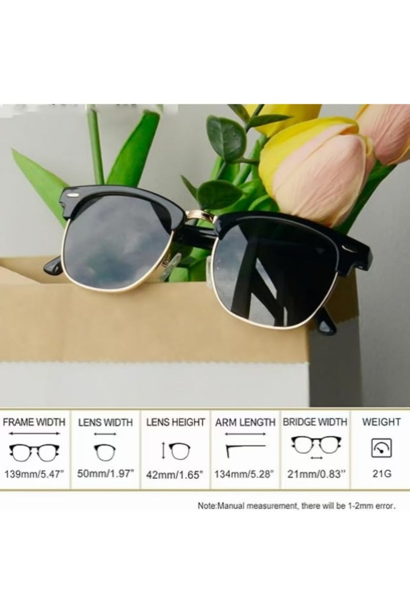 Foldable Sunglasses, Ultralight Classic Square Sunglasses Frame, Easy to Carry UV400 Protection Lenses with Storage Box - Image 3