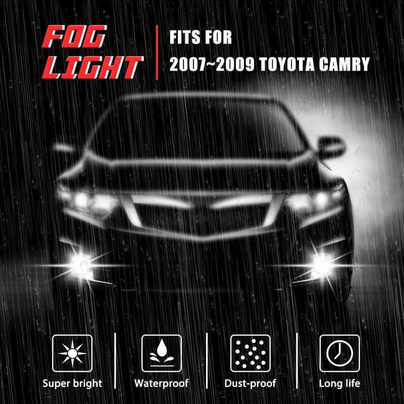 A ABIGAIL Driving Fog Lights Lamps Replacement for Toyota Camry 2007 2008 2009 with H11 12V 55W Halogen Bulbs & Universal Switch and Wiring Kit (Clear Lens) - Image 3