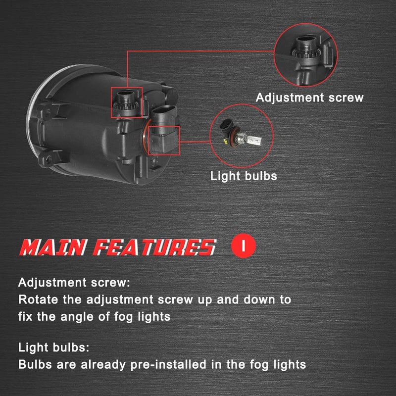 A ABIGAIL Driving Fog Lights Lamps Replacement for Toyota Camry 2007 2008 2009 with H11 12V 55W Halogen Bulbs & Universal Switch and Wiring Kit (Clear Lens) - Image 5