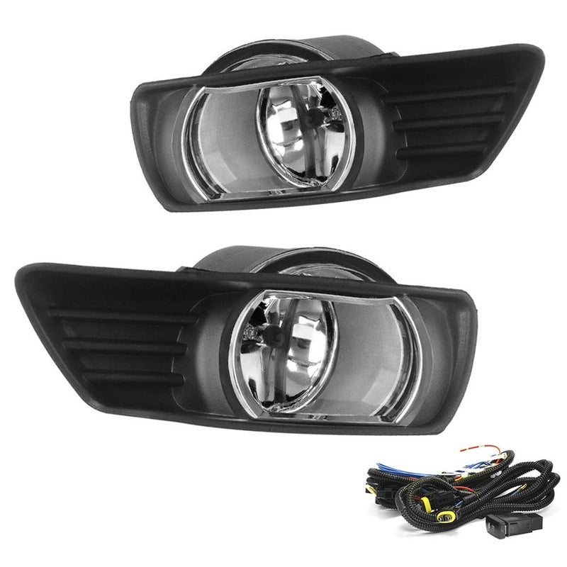 A ABIGAIL Driving Fog Lights Lamps Replacement for Toyota Camry 2007 2008 2009 with H11 12V 55W Halogen Bulbs & Universal Switch and Wiring Kit (Clear Lens) - Image 1