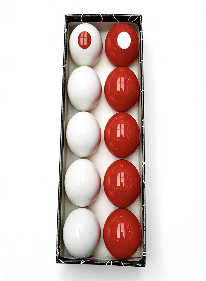 HMQQ 2-1/8" Regulation Bumper Pool Balls Set, Durable Polyester Resin Billiard Ball Set of 10 for Bumper Pool Table – Red/White Balls with Spotted Markers, Precision Balanced Replacement Ball - Image 1