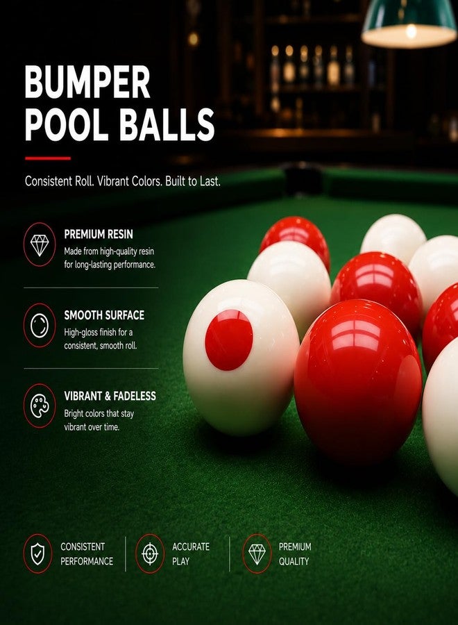 HMQQ 2-1/8" Regulation Bumper Pool Balls Set, Durable Polyester Resin Billiard Ball Set of 10 for Bumper Pool Table – Red/White Balls with Spotted Markers, Precision Balanced Replacement Ball - Image 4