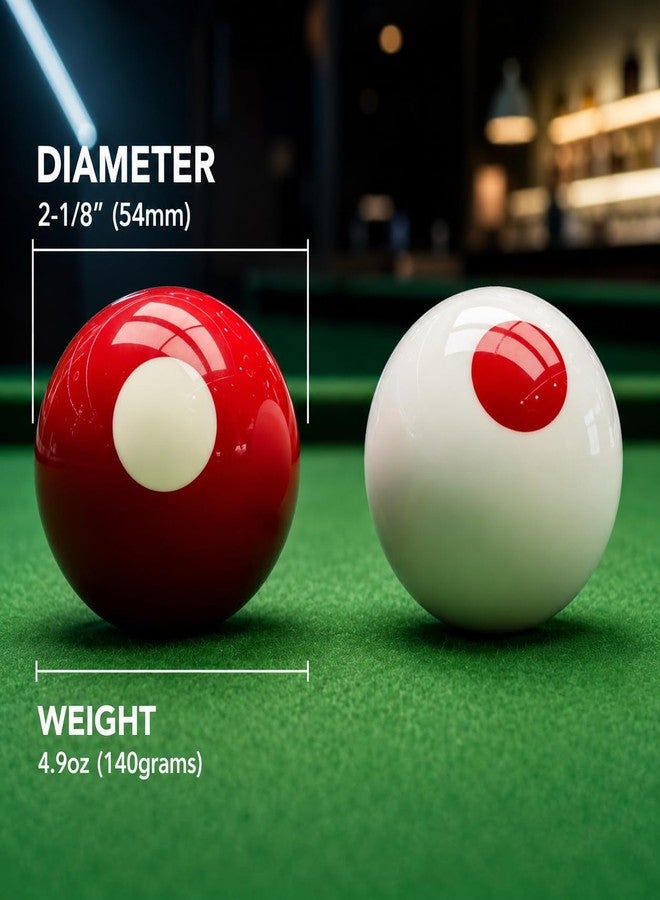 HMQQ 2-1/8" Regulation Bumper Pool Balls Set, Durable Polyester Resin Billiard Ball Set of 10 for Bumper Pool Table – Red/White Balls with Spotted Markers, Precision Balanced Replacement Ball - Image 2