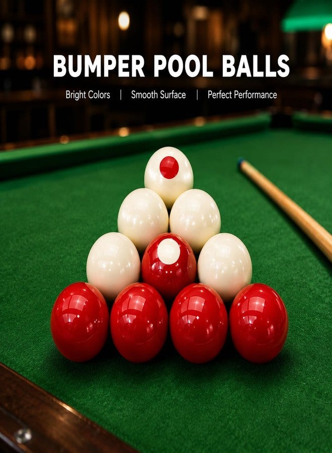 HMQQ 2-1/8" Regulation Bumper Pool Balls Set, Durable Polyester Resin Billiard Ball Set of 10 for Bumper Pool Table – Red/White Balls with Spotted Markers, Precision Balanced Replacement Ball - Image 3