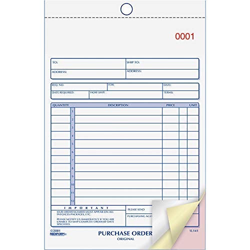 Rediform purchase order book, 12 lines, three-part carbonless, 5.5 x 7.88, 50 forms total - Image 2