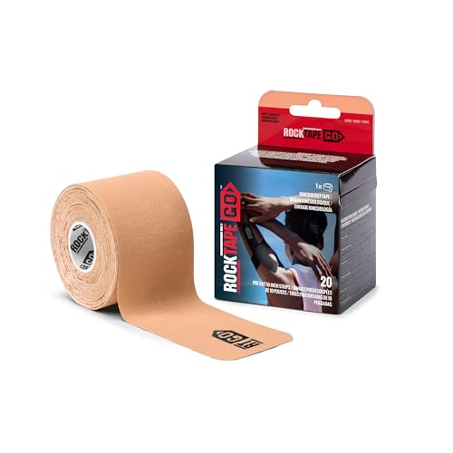 ROCKTAPE شريط كينيسيوولوجي مسبق القطع من روك تيب (بيج) مع لاصق لطيف - Image 1