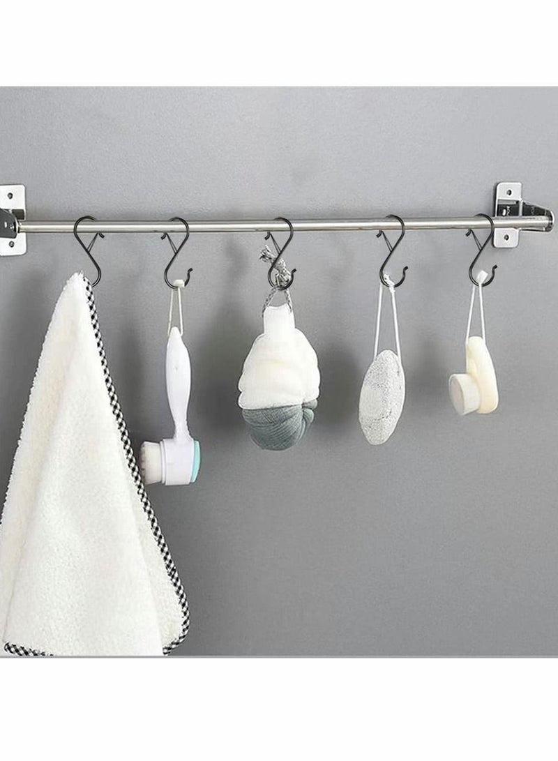 Y&D S Hooks for Hanging, Heavy Duty with Safety Buckle Shaped Kitchen Pot Rack Closet Hanging Plants, Clothes, Utensil, Pots and Pans, Bags (8 Pack, Black)  - Image 5