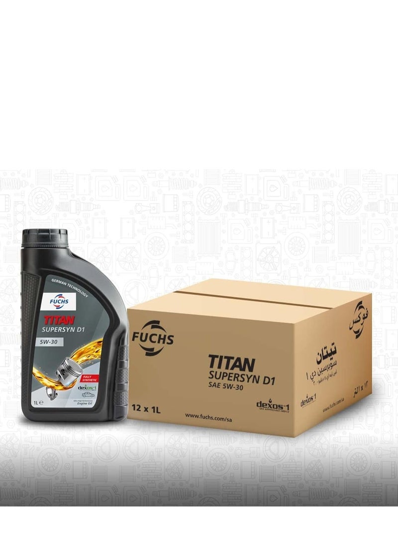 Fuchs Titan Supersyn D1 5W-30 Engine Oil - Fully Synthetic with Superior Performance and Reliable Engine Protection / Carton (12 Packs * 1 Liter) - Image 1