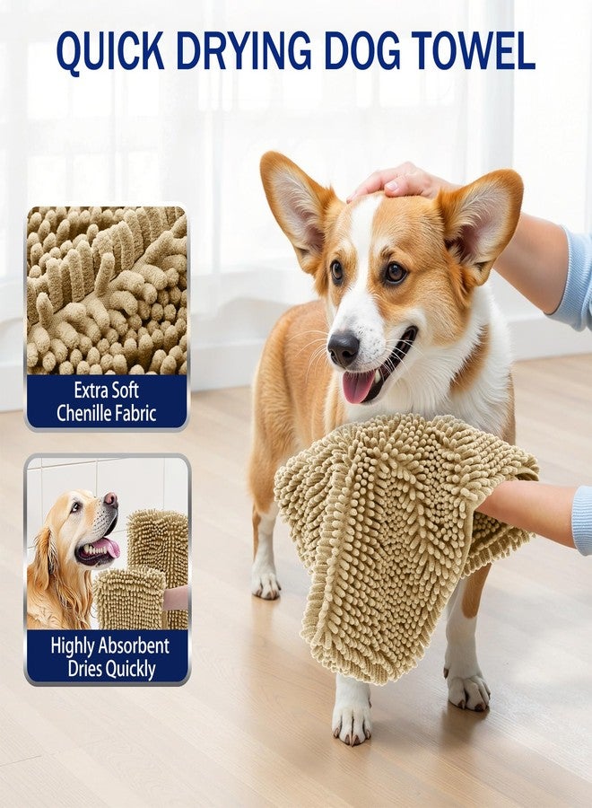 أولانلي منشفة استحمام للكلاب من الشنيل من أولانلي، مقاس 31 × 13، فائقة الامتصاص وسريعة الجفاف، ناعمة للغاية وقابلة للغسل، مناسبة للكلاب الكبيرة والجراء، للاستخدام الداخلي والخارجي، لون بيج. - Image 2