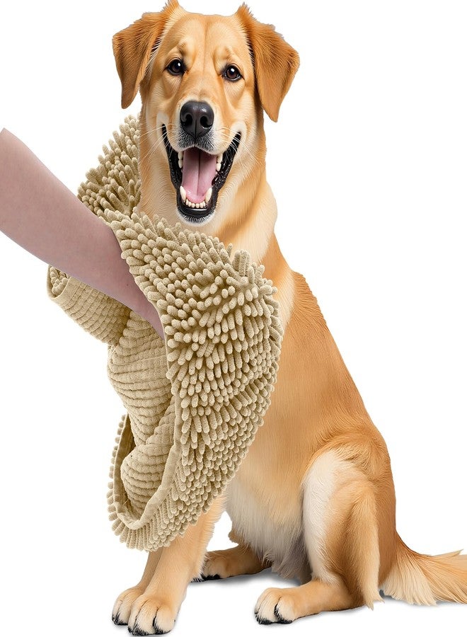 أولانلي منشفة استحمام للكلاب من الشنيل من أولانلي، مقاس 31 × 13، فائقة الامتصاص وسريعة الجفاف، ناعمة للغاية وقابلة للغسل، مناسبة للكلاب الكبيرة والجراء، للاستخدام الداخلي والخارجي، لون بيج. - Image 1