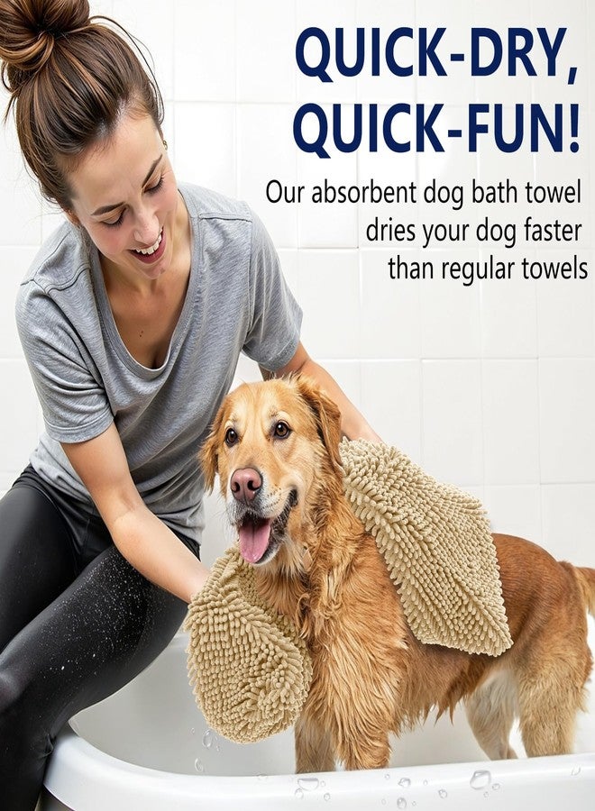 أولانلي منشفة استحمام للكلاب من الشنيل من أولانلي، مقاس 31 × 13، فائقة الامتصاص وسريعة الجفاف، ناعمة للغاية وقابلة للغسل، مناسبة للكلاب الكبيرة والجراء، للاستخدام الداخلي والخارجي، لون بيج. - Image 3