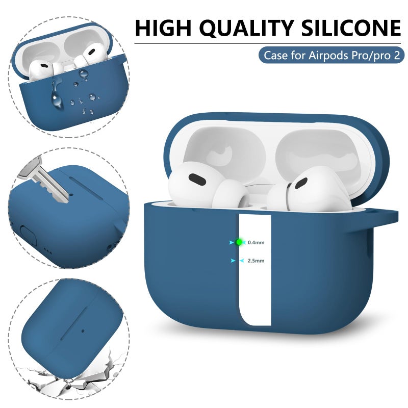 Ljusmicker for AirPods Pro Case Cover with Cleaner Kit,Silicone Protective Cases for Apple AirPod Pro 2nd/1st Generation Case for Women Men,AirPods Pro 2 Case Accessories with Keychain-Cobalt Blue - Image 4