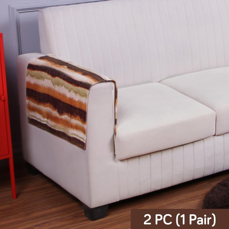 HOKIPO Pack of 2 Printed Armrest Cover for 123 Seater Sofa Stripes Multicolor IN784D52 - Image 2