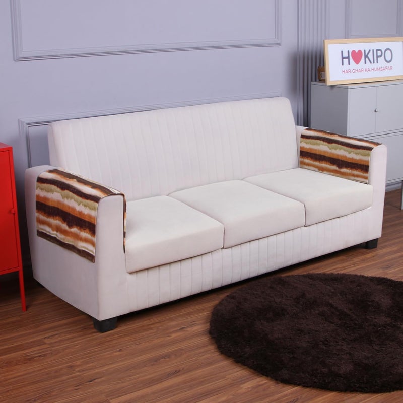 HOKIPO Pack of 2 Printed Armrest Cover for 123 Seater Sofa Stripes Multicolor IN784D52 - Image 1