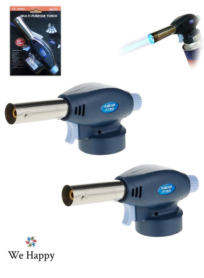 وي هابي عبوة من 2 شعلة لهب، متعددة الأغراض قابلة للتعديل لإشعال النار للطهي واللحام والشواء والخبز، ولاعة غاز ذاتية الإشعال - Image 1