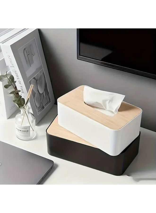 صنديل مربع حديث موزع غطاء بلمسة واحدة أبيض تصميم بسيط - Image 2