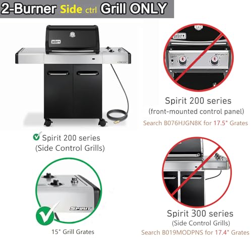 Hongso 65905 304 Stainless Steel Grill Grates for Weber Genesis Silver A, Spirit E & S 200 210 Series, Spirit 500 Gas Grill (with Side Control) replacement parts for 7521 7522 7523 65904, 15" x 11.25 - Image 2