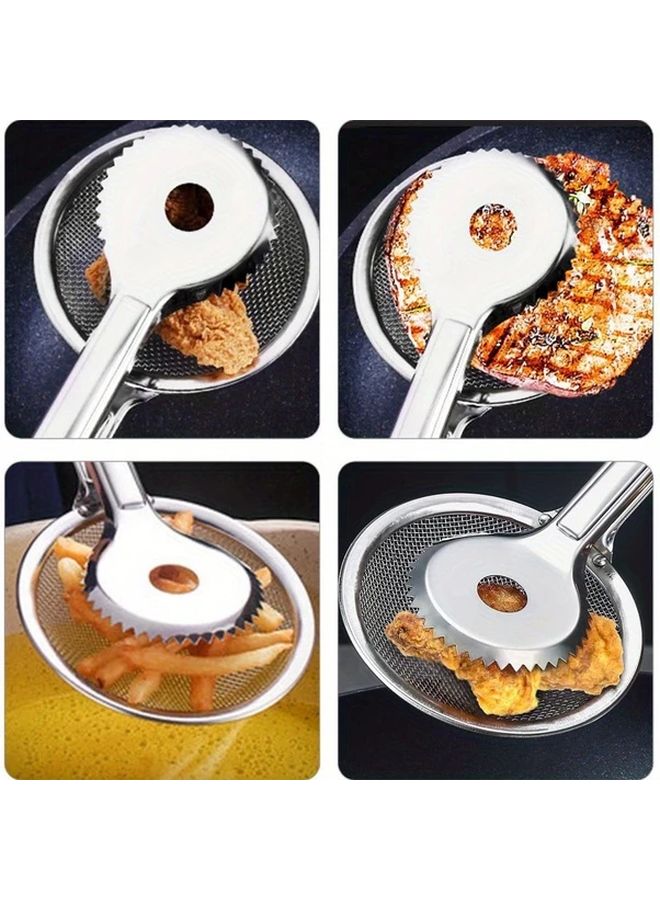 Silvery Stainless Steel Mesh Spoon Kitchen Frying Filter Oil Separator Food Clip For Hot Pot - Image 5