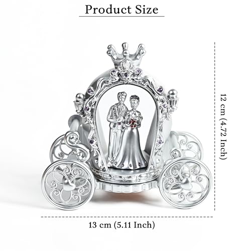 ZAICUS Silver Finish Romantic Couple Showpiece with Cart | Love Statue for Engagement, Wedding, Valentine's Day, Anniversary, Birthday Gifts | Elegant Home Decor - Image 4
