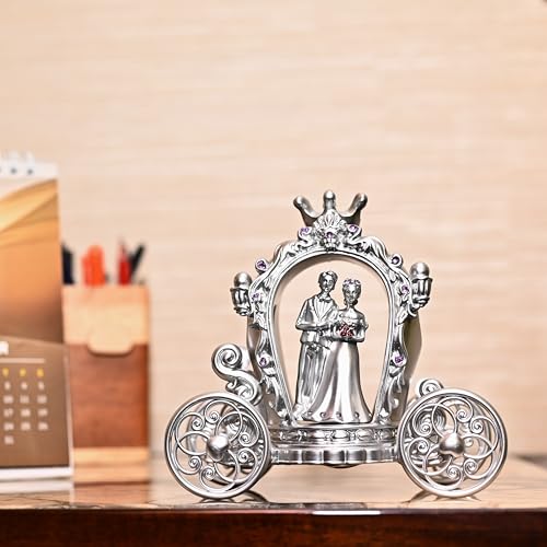 ZAICUS Silver Finish Romantic Couple Showpiece with Cart | Love Statue for Engagement, Wedding, Valentine's Day, Anniversary, Birthday Gifts | Elegant Home Decor - Image 5