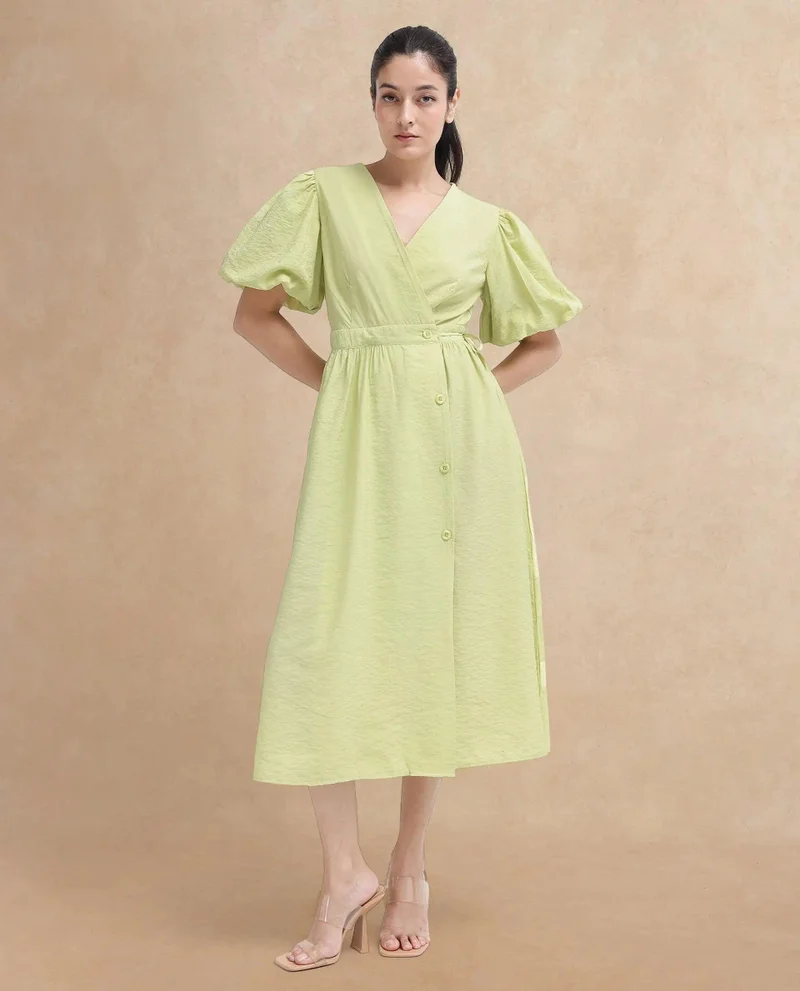 ريريزم Women's Maxi Dress With Overlap Neck