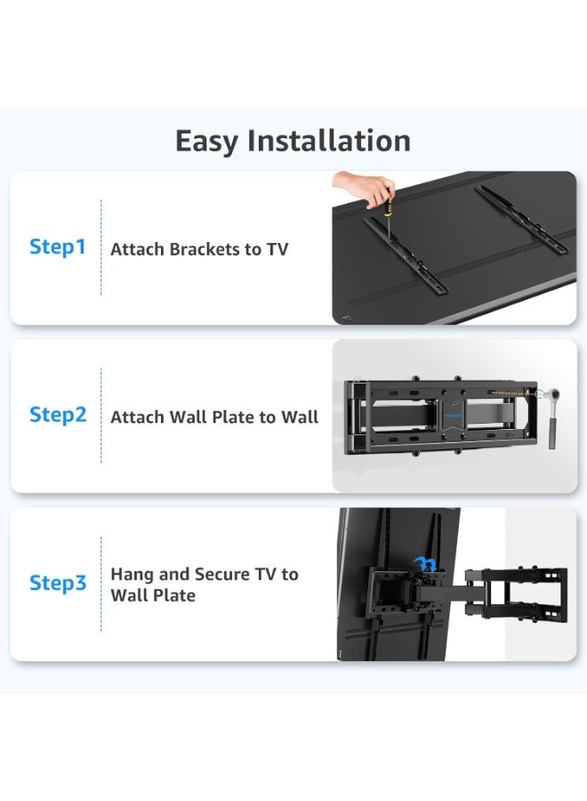 فيسيو حامل حائط متحرك للشاشات من فيسيو VBM75120 | مناسب لشاشات 75–120 بوصة | إمالة ±15° | دوران ±80° | ذراع ممتد 90–410 مم | VESA 900x600 مم | يتحمل حتى 120 كجم - Image 3