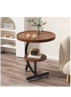 Arabest 2-Tier Round C Shaped End Table, Snack Side Table, End Side Couch Table with Marble Top, Marble Texture Coffee Table, Modern Simplicity C End Table for Sofa Coffee Laptop Living Room Bedroom  - Image 1