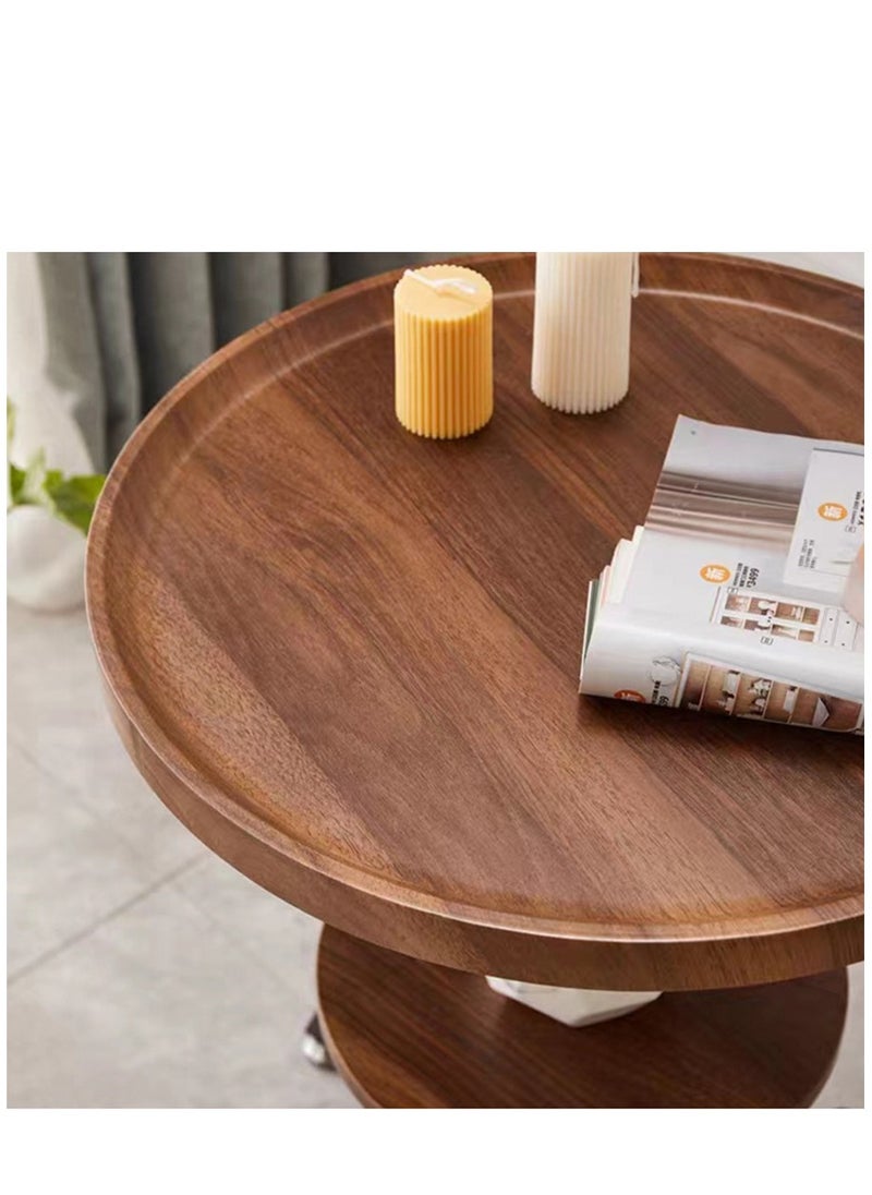 Arabest - 2-Tier Round C Shaped End Table, Snack Side Table, End Side Couch Table with Marble Top, Marble Texture Coffee Table, Modern Simplicity C End Table for Sofa Coffee Laptop Living Room Bedroom - Image 1