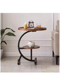 Arabest 2-Tier Round C Shaped End Table, Snack Side Table, End Side Couch Table with Marble Top, Marble Texture Coffee Table, Modern Simplicity C End Table for Sofa Coffee Laptop Living Room Bedroom  - Image 5