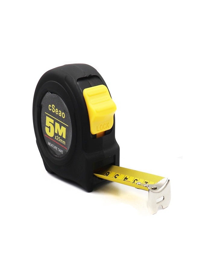 cSeao Steel Retractable Tape Measure, Easy Read, 16 ft / 5M, Black - Image 1