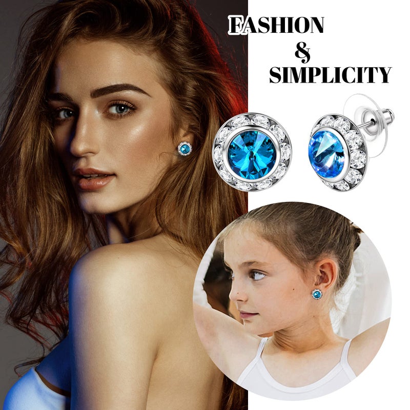 BESTEEL 12 Pairs Hypoallergenic Dance Competition Earrings for Women Acrylic Halo Crystal Rhinestone Stud Earrings Set Multicolor Stage Opera Performance Party 15mm Christmas Stocking Stuffers Gift - Image 3