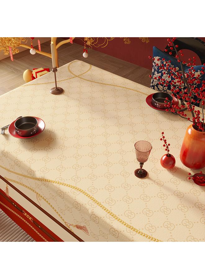 Bluejw 2025 New Year Atmosphere Tablecloth Year Of The Snake Spring Festival Tea Table Cloth Light Luxury Design Sense Waterproof New Year Tablecloth Red - Image 1