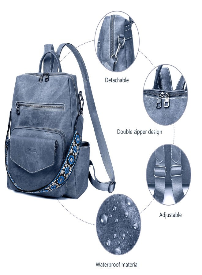 WYFJNX PU Leather Medium Backpack Purse for Women Ladies, Deep Grey, 14"L x 5"W x 13"H - Image 4