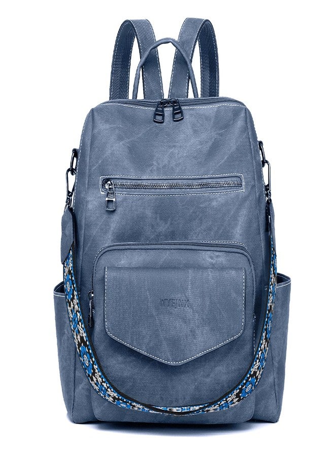 WYFJNX PU Leather Medium Backpack Purse for Women Ladies, Deep Grey, 14"L x 5"W x 13"H - Image 1