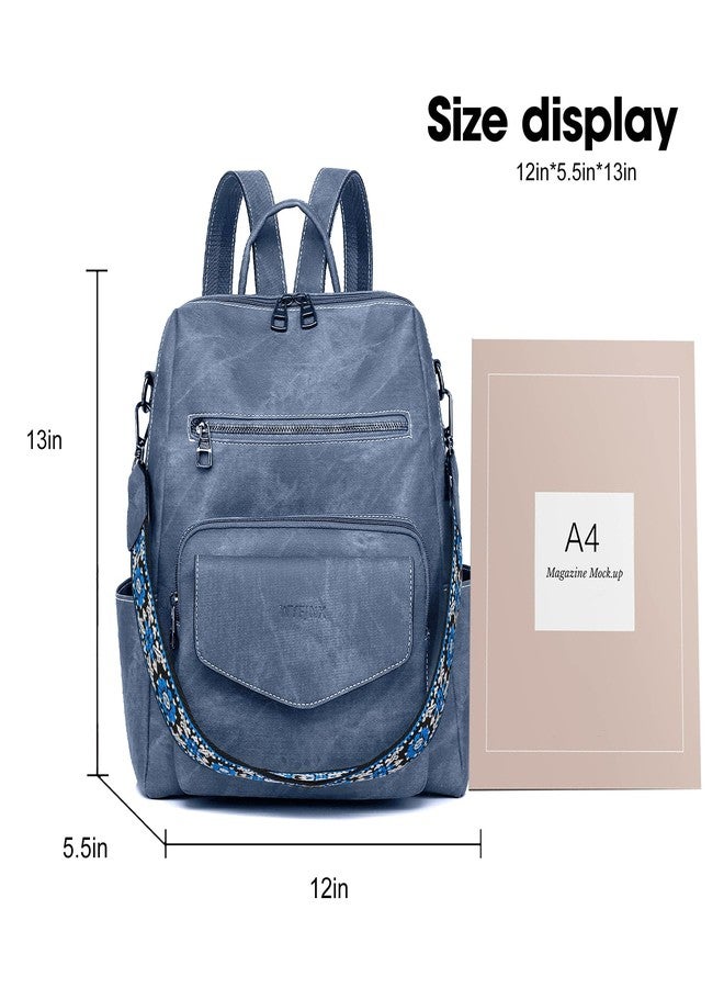 WYFJNX PU Leather Medium Backpack Purse for Women Ladies, Deep Grey, 14"L x 5"W x 13"H - Image 2