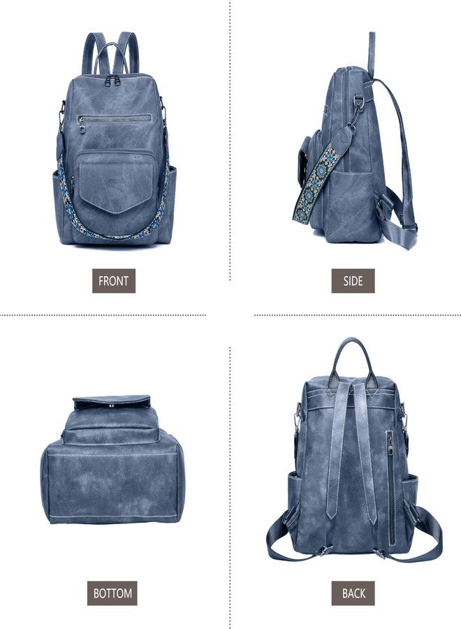 WYFJNX PU Leather Medium Backpack Purse for Women Ladies, Deep Grey, 14"L x 5"W x 13"H - Image 3