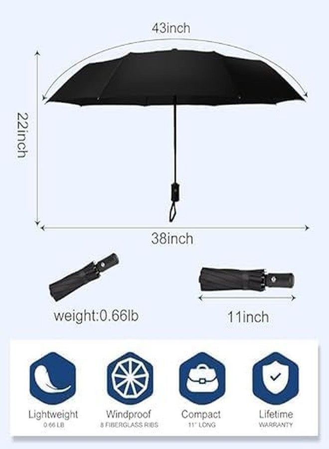 DOXONZ Auto Open Close Umbrella Compact Windproof Travel Umbrella with One-Button Operation Lightweight & Portable for Men & Women - Image 4