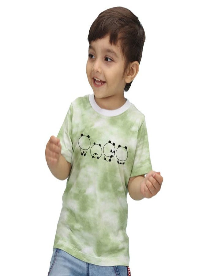 Nusyl Infants Green Baby Pandas Printed Tie & Dye Tshirt -NUITDTSH0221 - Image 1
