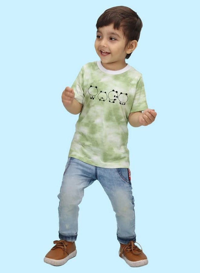 Nusyl Infants Green Baby Pandas Printed Tie & Dye Tshirt -NUITDTSH0221 - Image 2