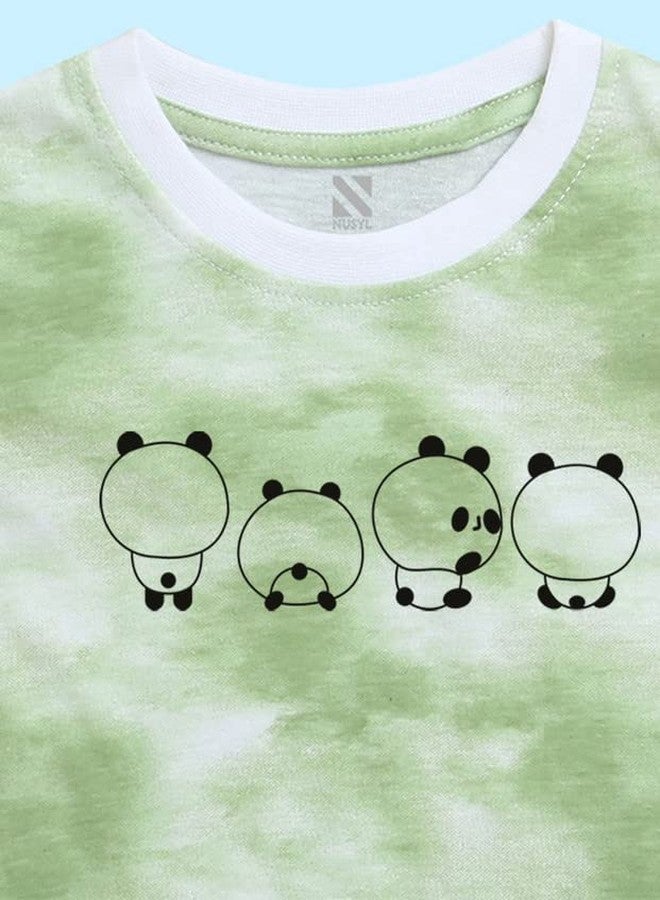 Nusyl Infants Green Baby Pandas Printed Tie & Dye Tshirt -NUITDTSH0221 - Image 4