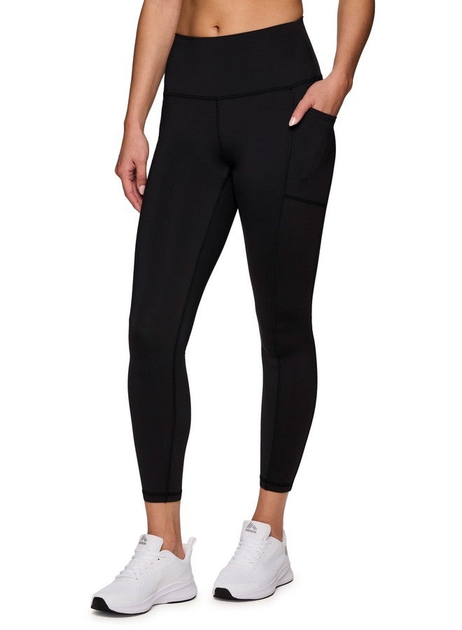 RBX Active High Waisted Squat Proof Ankle Length Leggings For Women, 7/8 Yoga Leggings With Pockets 7/8 Jet Black L  - Image 1