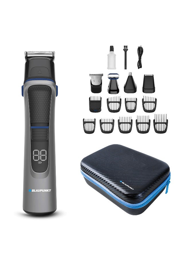 Blaupunkt 14-In-1 Men’s Grooming Kit Beard Trimmer Nose Hair Body Groomer With Micro Shaver, Multiple Guide Combs, USB-C Fast Rechargeable, LCD Display, Long Battery Runtime, Precision Styling Tools – SRM614 - Image 1