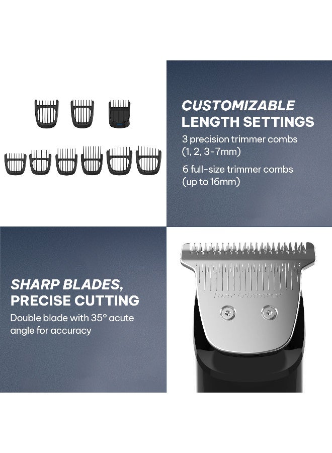 Blaupunkt 14-In-1 Men’s Grooming Kit Beard Trimmer Nose Hair Body Groomer With Micro Shaver, Multiple Guide Combs, USB-C Fast Rechargeable, LCD Display, Long Battery Runtime, Precision Styling Tools – SRM614 - Image 5