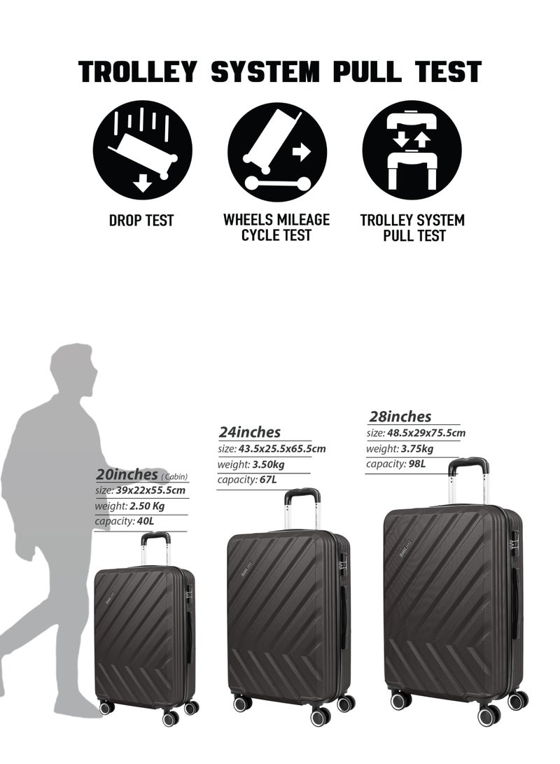 PARAJOHN Chevron 28 Inch Large Check-In Luggage – 30kg Lightweight ABS Hard Shell Trolley Bag with 4 Wheel Spinner & TSA Lock, Dark Grey - Image 5